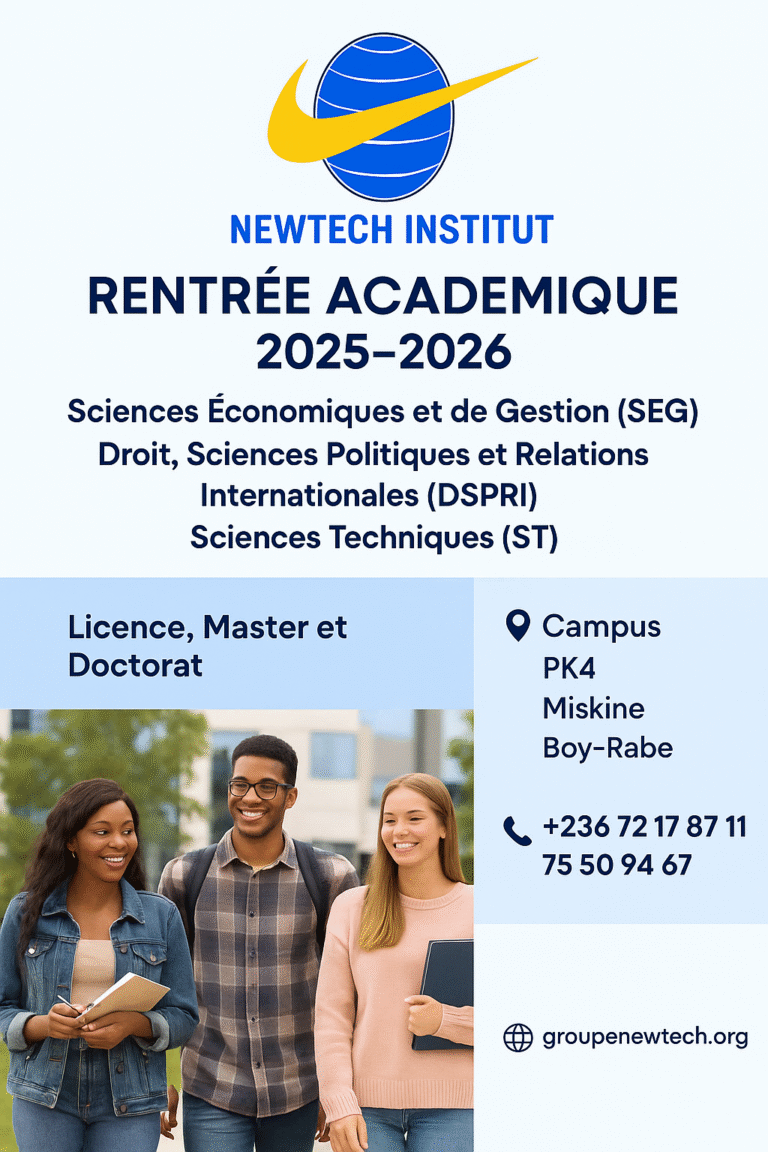 Rentrée académique 2025-2026 à l’Institut NewTech : Une formation d’excellence au cœur de l’innovation !